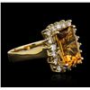 Image 2 : 14KT Yellow Gold 4.74ct Citrine and Diamond Ring