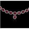 Image 2 : 14KT White Gold 56.00ctw Ruby and Diamond Necklace