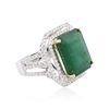 Image 2 : 14KT White Gold 14.17ct Emerald and Diamond Ring