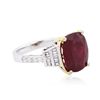 Image 2 : 14KT Two-Tone Gold 6.28ct Ruby and Diamond Ring