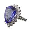 Image 2 : 14KT White Gold 16.2ct GIA Certified Tanzanite and Diamond Ring