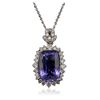 Image 2 : 14KT White Gold 6.63ct Tanzanite and Diamond Pendant With Chain