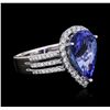 Image 2 : 14KT White Gold 3.99ct Tanzanite and Diamond Ring