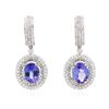 Image 1 : 14KT White Gold 5.52ctw Tanzanite and Diamond Earrings