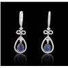 Image 1 : 18KT White Gold 3.91ctw Sapphire and Diamond Earrings