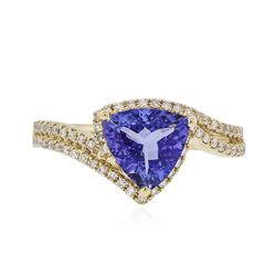 14KT Yellow Gold 1.03ct Tanzanite and Diamond Ring