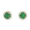 Image 1 : 14KT Yellow Gold 2.76ctw Emerald and Diamond Stud Earrings
