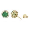 Image 2 : 14KT Yellow Gold 2.76ctw Emerald and Diamond Stud Earrings