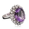 Image 2 : 14KT White Gold 10.19ct Amethyst and Diamond Ring