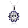 Image 2 : 14KT White Gold 3.24ct Aquamarine, Sapphire and Diamond Pendant With Chain