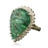 Image 2 : 14KT Yellow Gold 19.13ct GIA Certified Emerald and Diamond Ring