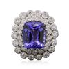 Image 1 : 14KT White Gold 6.87ct Tanzanite and Diamond Ring