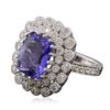 Image 2 : 14KT White Gold 6.87ct Tanzanite and Diamond Ring