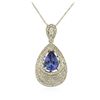 Image 2 : 14KT White Gold 3.11ct Tanzanite and Diamond Pendant with Chain