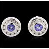 Image 1 : 14KT White Gold 1.00ctw Tanzanite and Diamond Earrings