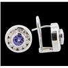 Image 2 : 14KT White Gold 1.00ctw Tanzanite and Diamond Earrings