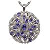 Image 2 : 14KT White Gold 8.59ctw Tanzanite and Diamond Pendant With Chain