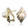 Image 2 : 14KT Yellow Gold Pearl and Diamond Earrings