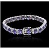 Image 2 : 14KT White Gold 19.14ctw Tanzanite and Diamond Bracelet
