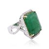 Image 2 : 14KT Two-Tone Gold 16.53ct Emerald and Diamond Ring