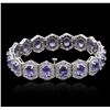 Image 2 : 14KT White Gold 12.60ctw Tanzanite and Diamond Bracelet