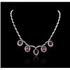 Image 1 : 14KT White Gold 21.91ctw Rubellite and Diamond Necklace