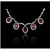 Image 2 : 14KT White Gold 21.91ctw Rubellite and Diamond Necklace