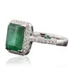 Image 2 : 14KT White Gold 3.46ct Emerald and Diamond Ring