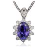 Image 1 : 14KT White Gold 11.66ct GIA Certified Tanzanite and Diamond Pendant With Chain