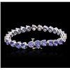 Image 2 : 14KT White Gold 14.60ctw Tanzanite and Diamond Bracelet