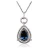 Image 2 : 14KT White Gold 29.77ct Blue Topaz and Diamond Pendant With Chain