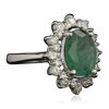 Image 2 : 14KT White Gold 3.18ct Emerald and Diamond Ring