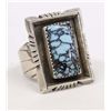 Image 1 : Navajo Silver Lone Mountain Turquoise Ring, Size14