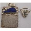 Image 2 : Navajo Lapis Stone Ring & Fossilized Ivory Pendant