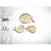 Image 1 : VINTAGE OLD *RARE* SET EARRINGS & BROOCH STAMPED *ART* WITH VERY UNIQUE DESIGN & PEARLS!! SET CAME O