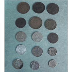1 Lot of 16 Different Old European Coins