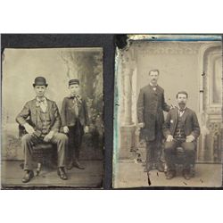 2 Antique Tintype Photographs Father & Son