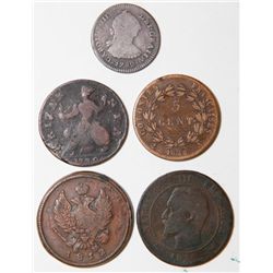 1730-1856 5 Rare European Coins Great Britain France