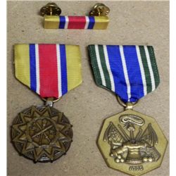 2) U.S. ARMY MILITARY MEDALS W/RIBBON AND RIBBON BAR