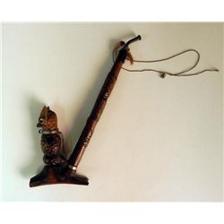 Vintage Black Forest Carved Wooden Long Owl Pipe