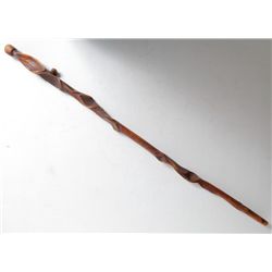 ANTIQUE WESTERN DIAMOND WILLOW CARVED WOOD CANE