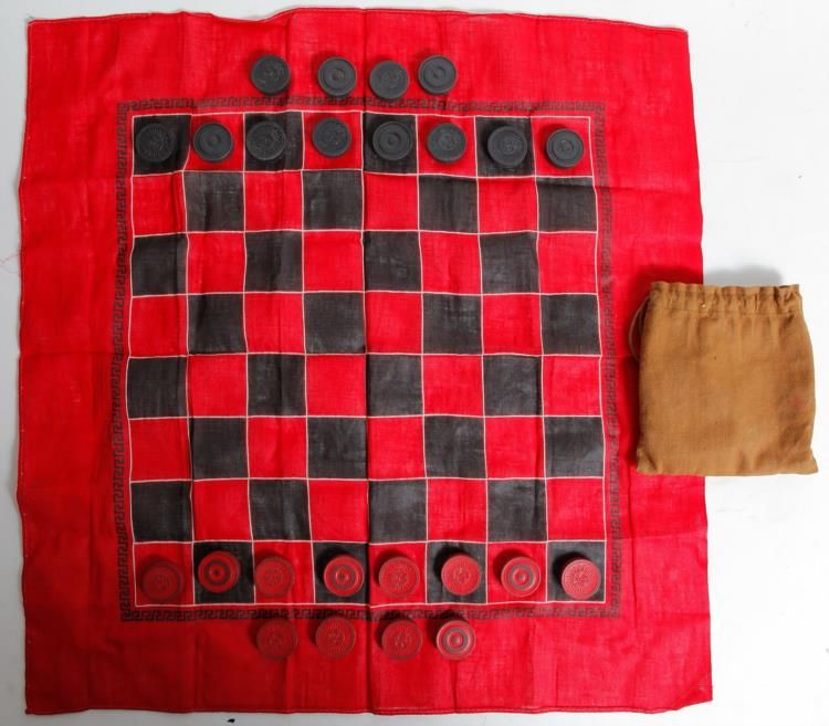 Vintage WWII Era Travel Checkers Board Game Portable