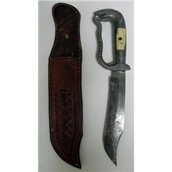 VINTAGE MEXICAN BOWIE KNIFE-DOUBLE ETCHED W/SCABBARD