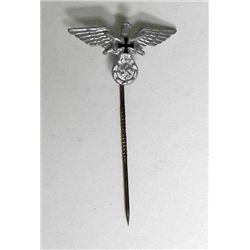 NAZI ERA VETERAN'S STICKPIN-EAGLE, SWASTIKA IRON CROSS