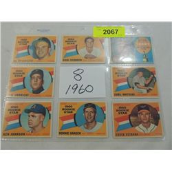 LOT 8 1960 TOPPS BASEBALL CARDS