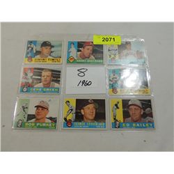 LOT 8 1960 TOPPS BASEBALL CARDS