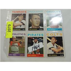 LOT 6 1964 TOPPS BASEBALL CARDS