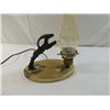 Image 2 : VINTAGE GAZELLE TABLE LAMP HURRICANE SHADE