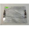 Image 2 : LARGE WHITE MARBLE CUTTING BOARD WITH HANDLES