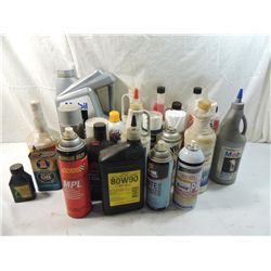 BOX LOT ASSORTED AUTO REPAIR FLUIDS OILS